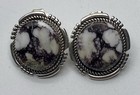 Large Handcrafted Navajo Sterling and Wild Horse Magnesite Stud Earrings — photo 2