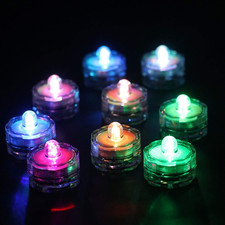 Set of 12 Submersible Led Tea Light, Waterproof Underwater Wedding Tealight, Mul