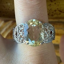 Yellow Labradorite Sterling Silver Ring Size 10