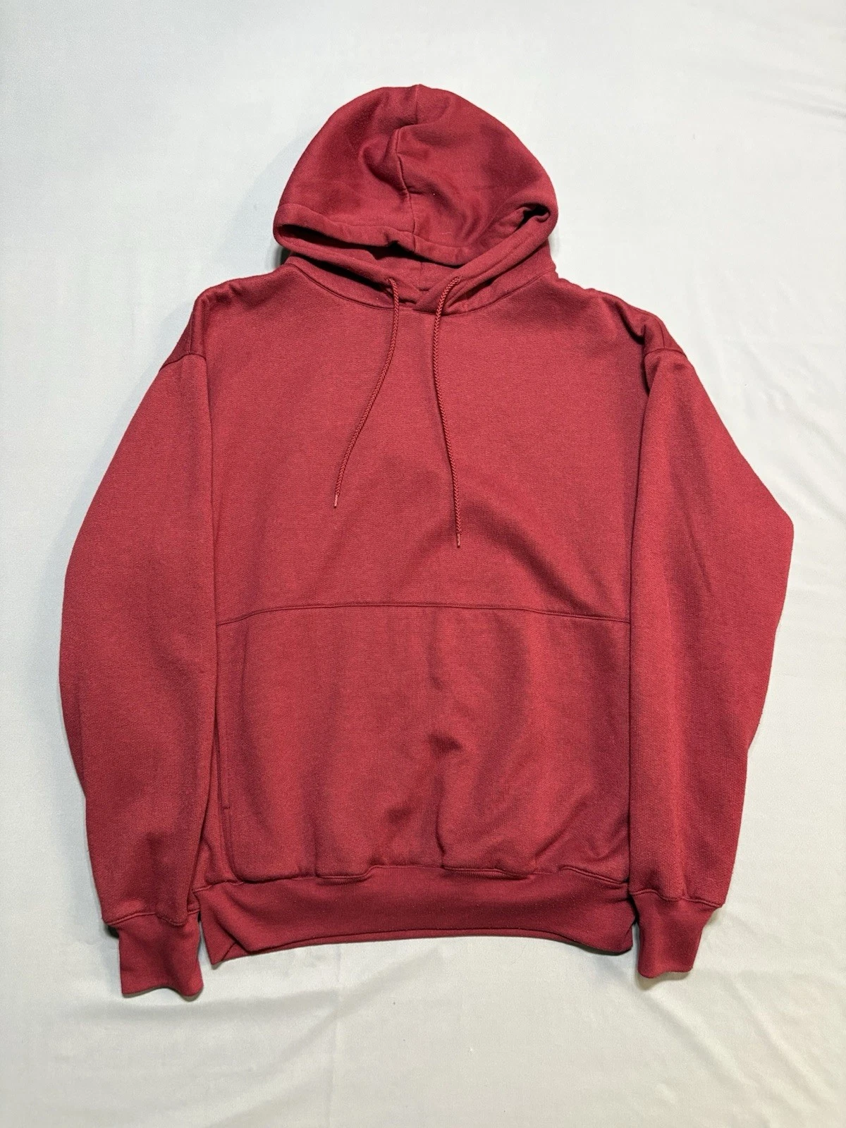 Vtg 80s 90s FRANKLIN Thermal Waffle Lined PullOver Hoodie Red, Large