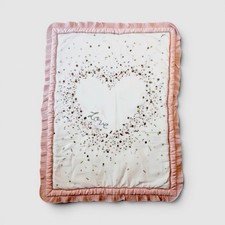 Lambs  Ivy Baby Crib Comforter Pink Gold Confetti Heart Ruffle Nursery