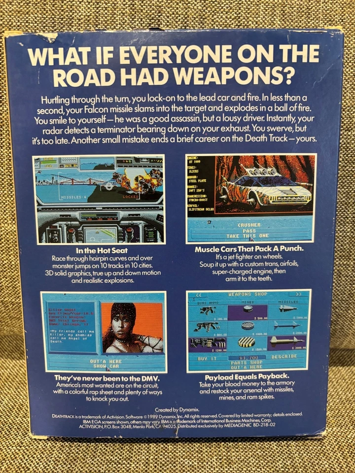 DEATHTRACK IBM PC Game 5.25 Floppy 1989 Activision BIG BOX RARE! - Image 2 of 4