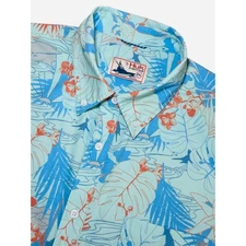 Huk Fishing Shirt Mens 2XL Tropical Floral Performance Short Sleeve Button Up