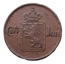 1/2 Skilling 1841 Norwegen Carl XIV John Kupfer . Km#305