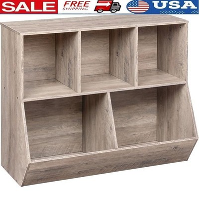 Kids Bookshelf Toy Storage Organizer Multifunctional 5-Cubby Shelf Children Room