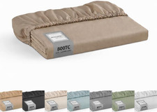 800 Thread Count Egyptian Cotton Fitted Sheet Deep Pocket Sateen Bedding
