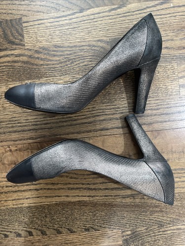 Chanel interlocking CC logo brown black leather heels pumps shoes Size 41 - Picture 14 of 19