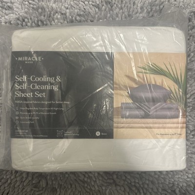 MIRACLE MADE LUXE Cooling Silver Infused 4 Piece Sheet Set White Queen