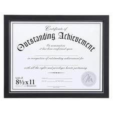 International Designs Wooden Document Frame, 8.5x11, Black