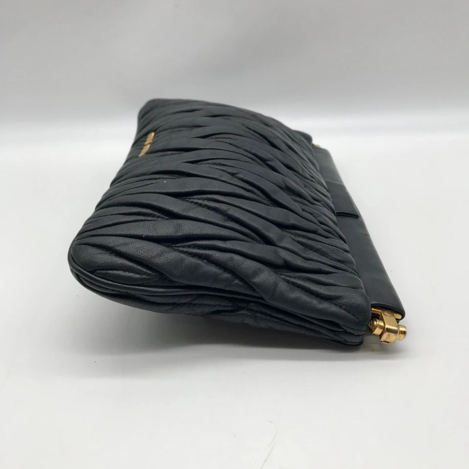 Miu Miu Black Nappa Leather Matelasse Clutch - Image 3 of 4