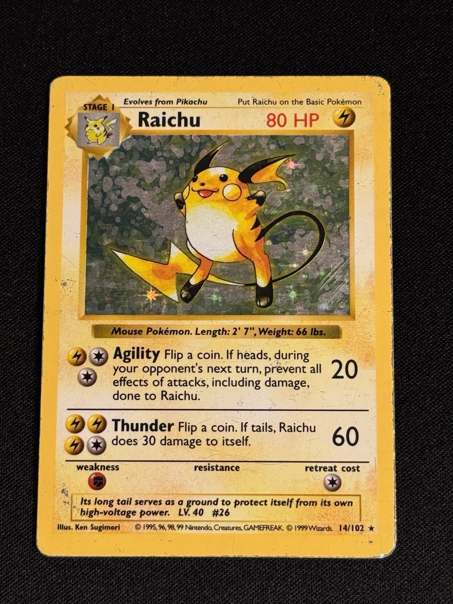 Raichu Pokémon TCG Shadowless Individual Collectible Card Game