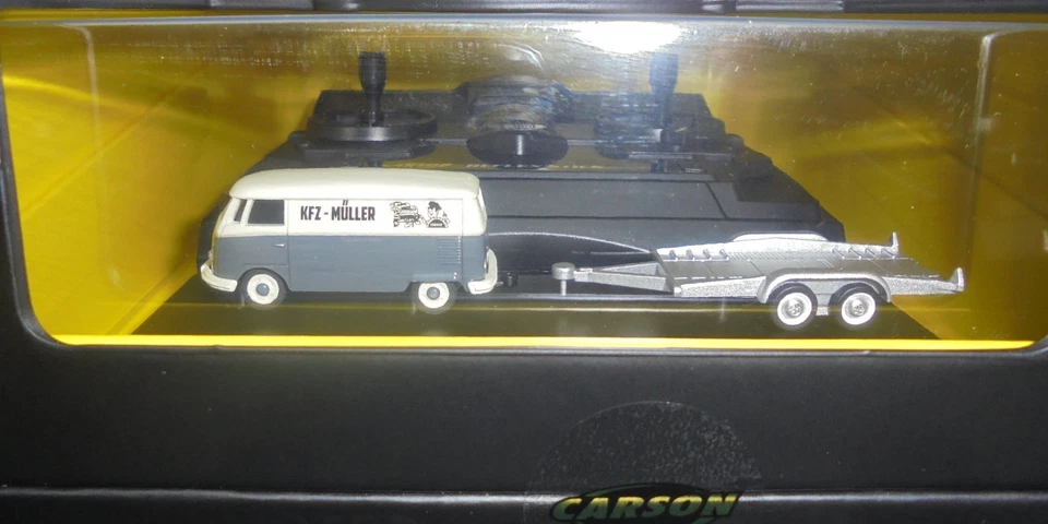 Carson - 1:87 - VW T1 Bus furgoneta con remolque - gris - 2,4 GHz - 100% RTR - Imagen 2 de 4