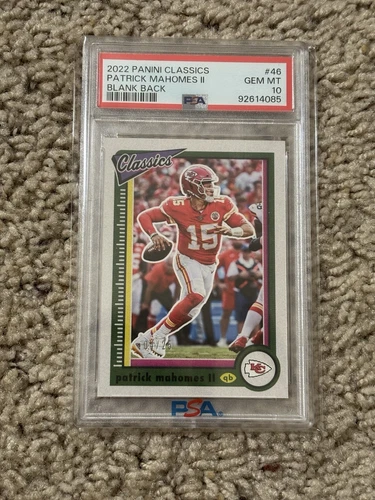 2022 Panini Classics - Patrick Mahomes II #46 Blank Back SP /25 PSA 10 Gem Mint