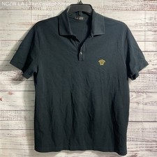 Versace Black Medusa Logo Embroidered Polo Shirt - Size XL