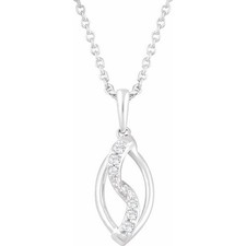Diamond 18" Necklace In Sterling Silver .08 ctw