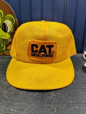 Louisville MFG Vintage CAT Diesel Power Yellow Full Mesh Trucker Cap Made in USA