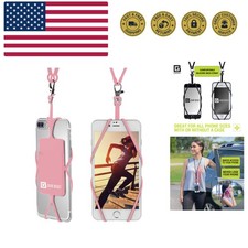 Cell Phone Lanyard - Universal Neck Phone Holder w/Card Pocket and Silicone N...