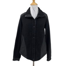 Lululemon Jacket Women 4 Black Go Cozy Sherpa Wool Blend Snap Button Pockets