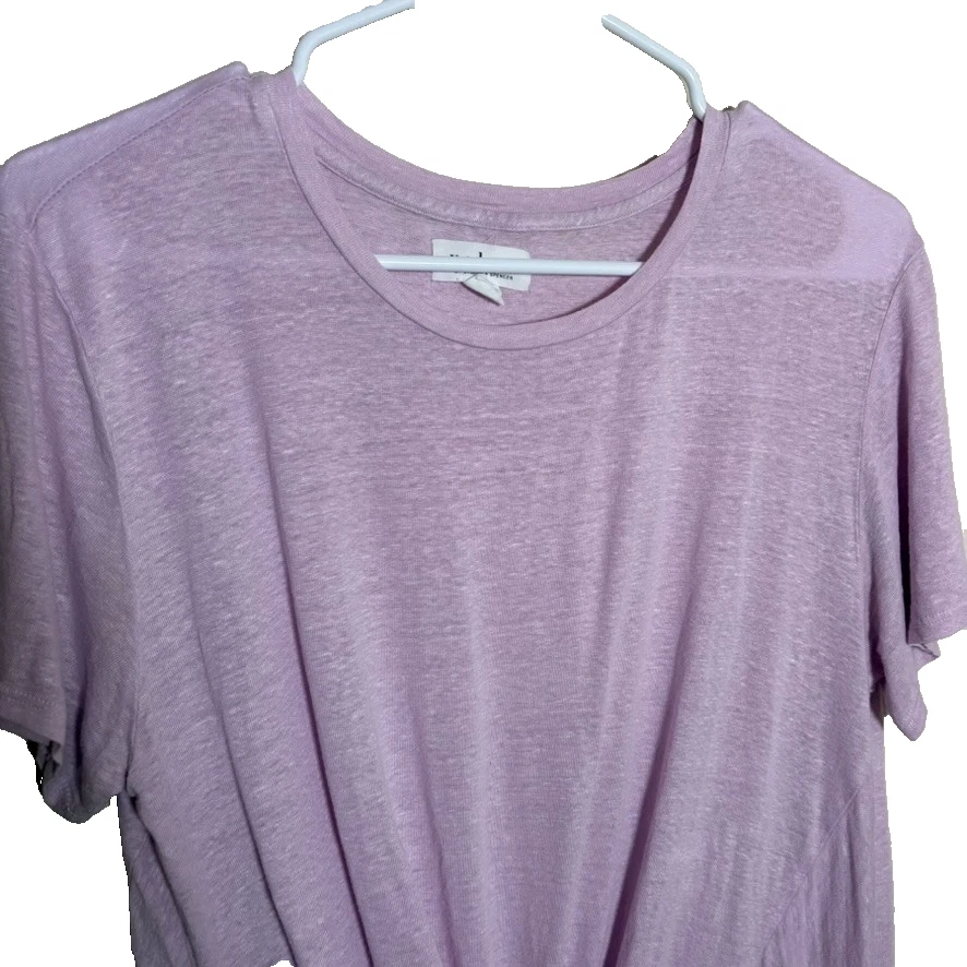 Camiseta para mujer Velvet by Graham & Spencer mediana púrpura manga corta corbata informal Foto 2 de 4