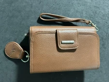 KL COLLECTION SNAP Wristlet/Wallet Women's brown  7" X 5" Faux Leather Vintage