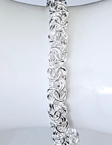 Bracciale Italia Argento Sterling 925 Maglia Bizantina Bolo | Nuovo Vecchio Stock Con Scatola - Foto 4 di 15
