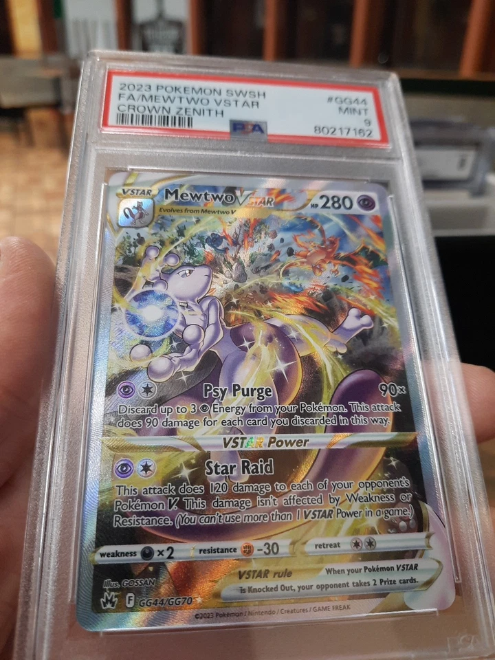 Mewtwo Vstar Psa 9 Mint GG44/GG70 Crown Zenith Swsh Fa Full Art Pokemon Card V - Image 3 of 4