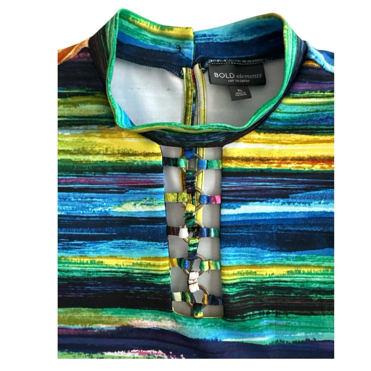 Bold Elements Multi-colored Striped Fitted Curvy … - image 6