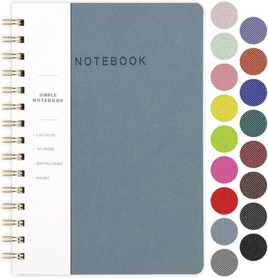 Spiral Notebook-5.75'' X 8.125'' College Ruled Journal with Inner Pockets and 160