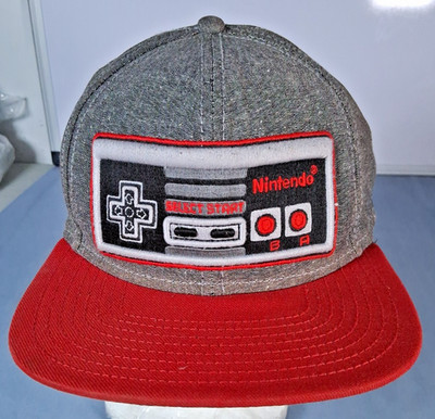 Nintendo NES Controller Snapback Hat Bioworld Retro Video Game Cap Gray Red OSFM