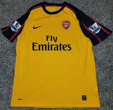 VINTAGE ARSENAL 2008/2009 AWAY YELLOW NIKE SOCCER JERSEY XL EPL PATCHES!!