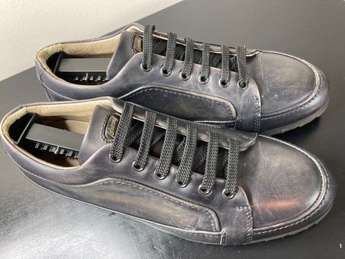 BRIONI Italian Black Leather Sneakers US 7 e40 - Picture 3 of 7