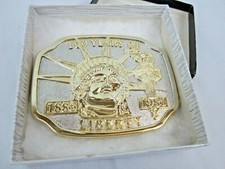 Statue of Liberty Belt Buckle 100 Years 1886 1986 Goldtone 3 inch USA Freedom