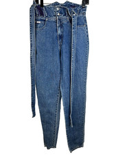 Vintage 80's Denim Suspender Overall Women's Ethics High Waist Jeans Size 7 HTD