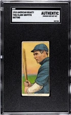 T206 American Beauty 350: CLARK GRIFFITH Batting, Reds HOF  VG+ ~ SGC A (Size)