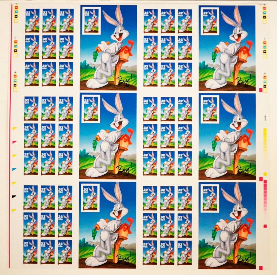 Bugs Bunny 1997 #3137 Uncut Press Sheet of 60 / 32c Stamps plus BONUS Postcards - Image 2 of 4