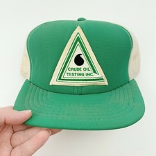 Vintage Crude Oil Testing Patch Green White Mesh Snapback Hat Cap Cardinal Korea