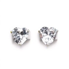 Premium Cubic Zirconia Heart Earrings Sterling Silver 925 Push Backs New