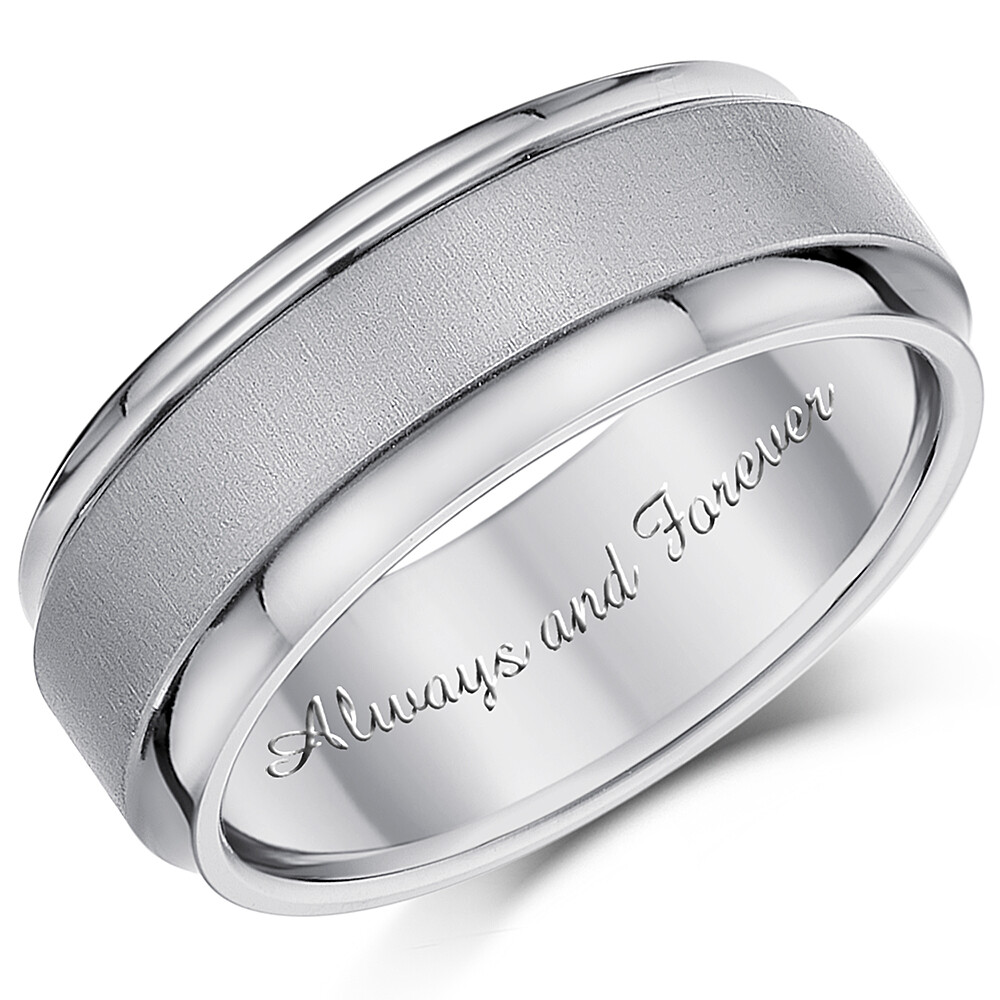 8mm Men's Titanium Ring 'Always and Forever' Engagement Wedding