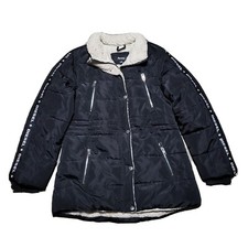Diesel Puffer Coat Sherpa Lined Winter Black Moto Parka Jacket Girls Size Large