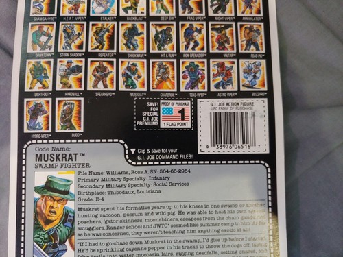 1988 Hasbro GI Joe ARAH Muskrat Swamp Fighter, New In Original Package - Picture 10 of 11