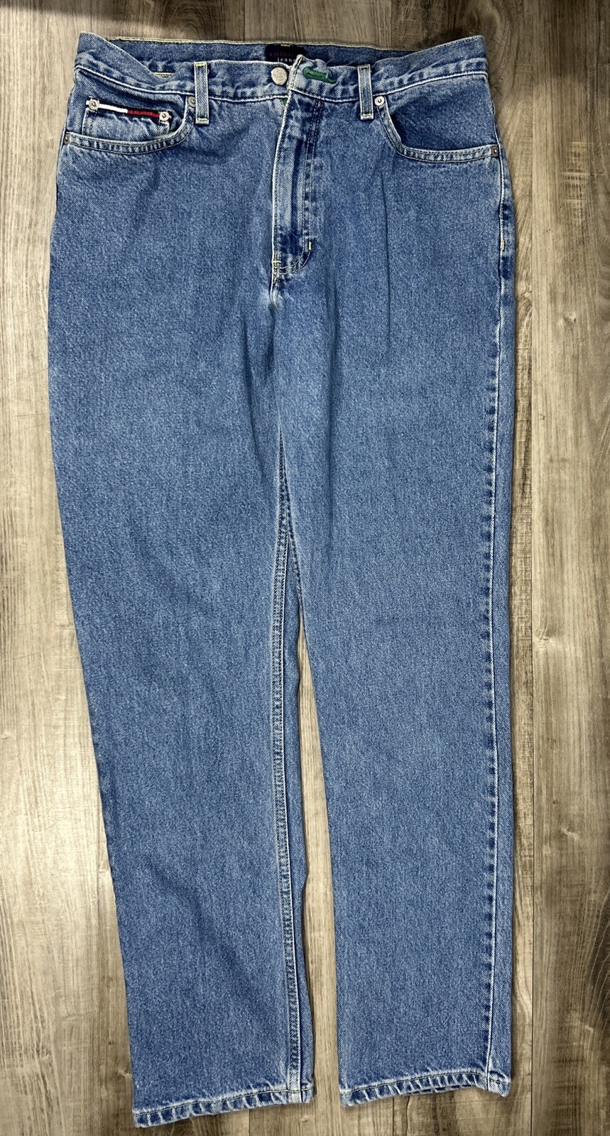 Tommy Hilfiger Vintage 90s Mom Jeans Relaxed Fit Blue Denim Big Flag Size 11/32-image
