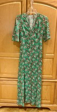 Anna Kay Women's Green Floral Maxi Dress Flutter Sleeves Size Medium