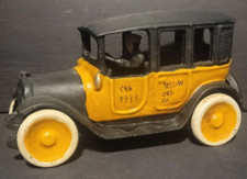 ARCADE CAST IRON YELLOW CAB, LARGE 9 INCH LONG VERSION, REPRODUCTION
