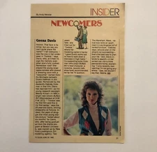 1983 Actress Geena Davis “Insider Newcomers” Magazine Article