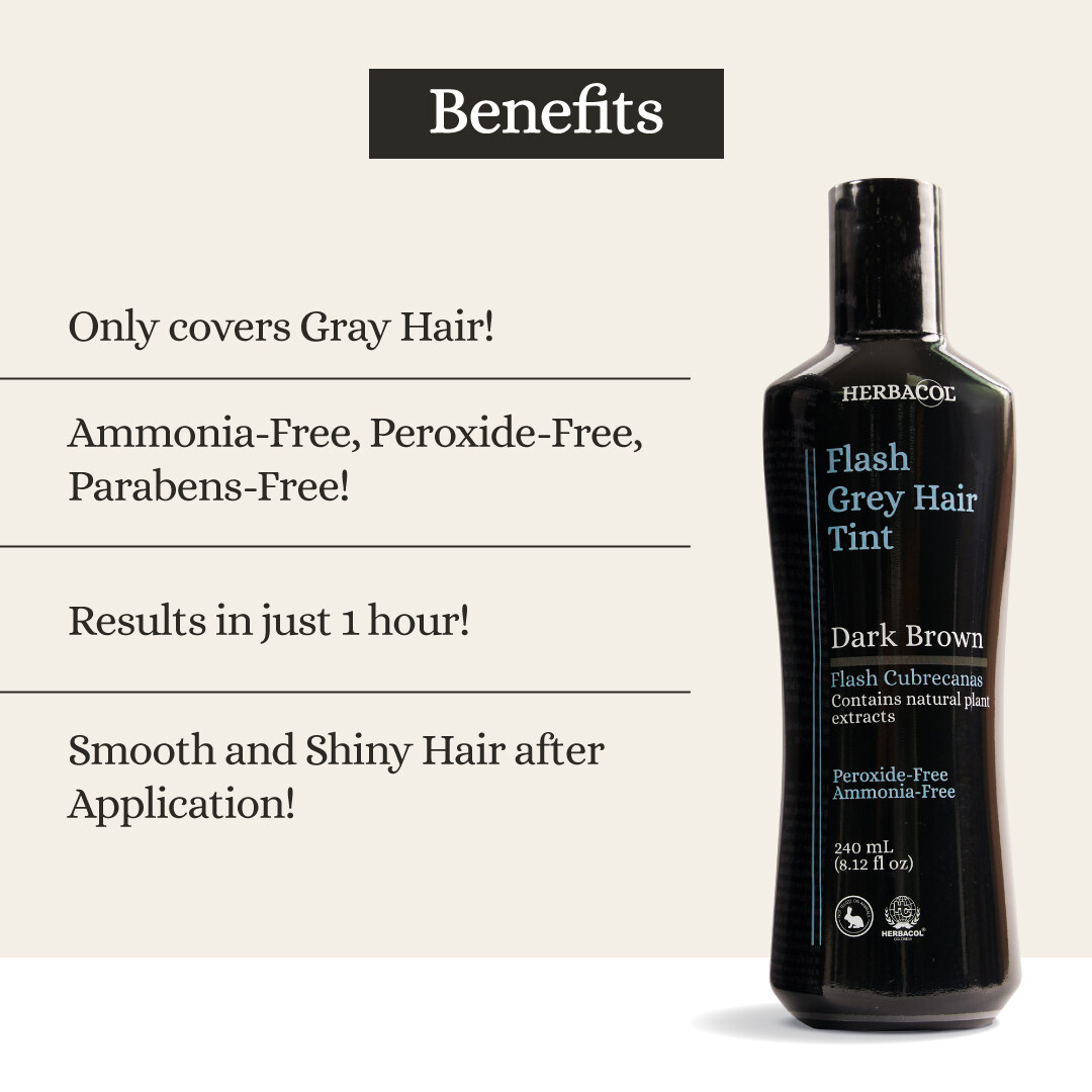 Herbacol "Flash" Gray Hair Cover, Root Touch Up, No Peroxide and No Ammonia 
