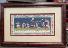 Vtg Designs With Scissors Scherenschnitte Children s Parade Framed Art 14.5x9.5"