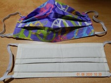 FACE MASK HANDMADE ADULT PLEATED DBL LAYERED PEACE COTTON REUSABLE CORD LOCKS