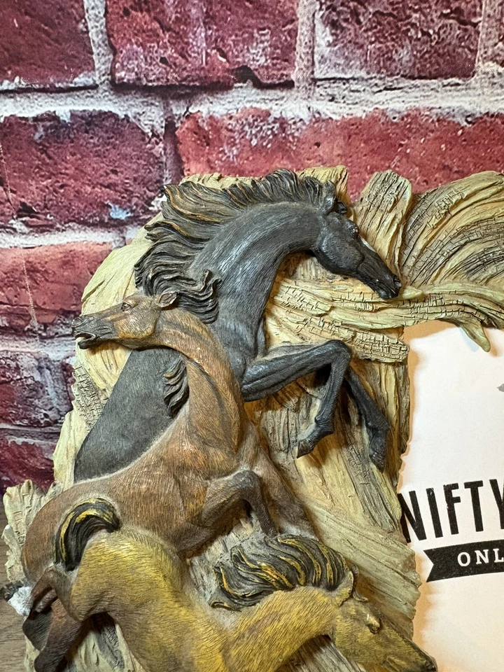 HORSE TRIO PICTURE PHOTO FRAME 3D RESIN 4 X 6 INSERT COUNTRY WESTERN DECOR - Image 2 of 4