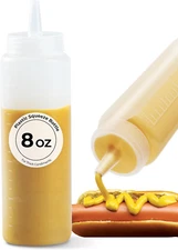 -8 Ounce Condiment Squeeze Bottle, 1 with Lid Plastic Squeeze Bottle - Precis...
