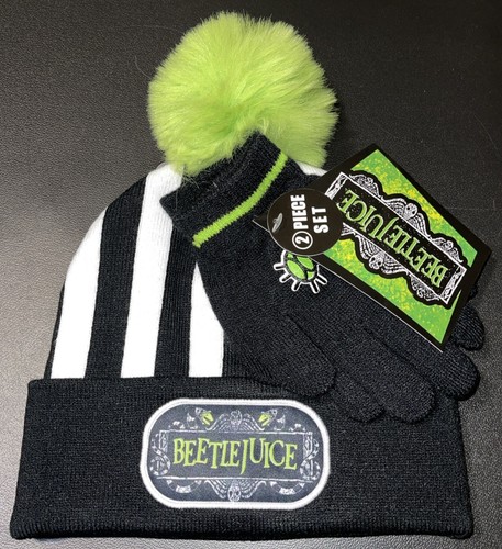 Youth Winter Hat Gloves Set Beetlejuice Boys Girls Unisex Nickelodeon 2024 - Picture 3 of 8
